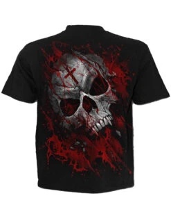 Schwarzes T-Shirt - Pure Blood 5 Schwarzes T-Shirt - Pure Blood -FaschingFreude Verkäufe pure blood t shirt black schwarzes gothic shirt mit rot blutigem totenkopf halloween shirt 53921 2