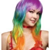 Rainbow Perücke Gewellt -FaschingFreude Verkäufe regenbogen fantasy peruecke regenbogen faschings peruecke fuer frauen csd peruecke 28053