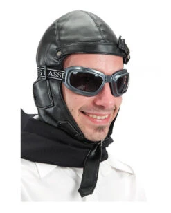 Schwarze Retro Fliegermütze