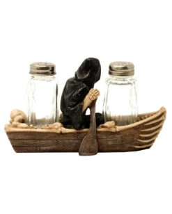 Salz & Pfefferstreuer - Sensenmann In Fähre -FaschingFreude Verkäufe salz und pfefferstreuer grim reaper im boot salt and pepper set grim reaper in boat gothic deko 51190 04