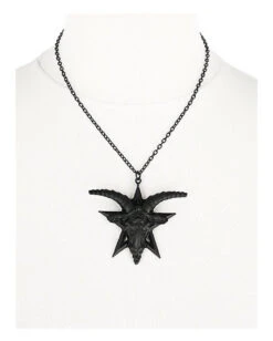 Schwarze Baphomet Gothic Halskette -FaschingFreude Verkäufe schwarze gothic baphomet halskette black baphomet gothic pendant gothic schmuck gothic jewellery 50589 03
