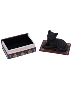 Schwarze Katze Auf Hexenbücher Box 11,7cm -FaschingFreude Verkäufe schwarze katze auf zauberbuecherbox black salems cat on spellbook box halloween tischdekoration 50947 06