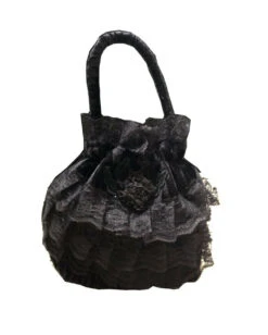 Samtbeutel Mit Spitze Schwarz -FaschingFreude Verkäufe schwarze samttasche mit spitze gothic handtasche gothic accessoire 660159 02