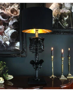 Schwarze Skelett-Torso Tischlampe Mit Lampenschirm -FaschingFreude Verkäufe schwarze skeleton torso lampe mit lampenschirm black skeleton table lamp with shade gothic homeware 53164 02