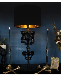 Schwarze Skelett-Torso Tischlampe Mit Lampenschirm -FaschingFreude Verkäufe schwarze skeleton torso lampe mit lampenschirm black skeleton table lamp with shade gothic homeware 53164 04