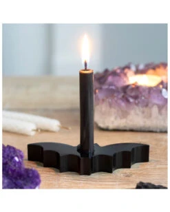 Schwarzer Fledermaus Kerzenhalter -FaschingFreude Verkäufe schwarzer fledermaus kerzenstaender black bat spell candle holder gothic deko 50637 03
