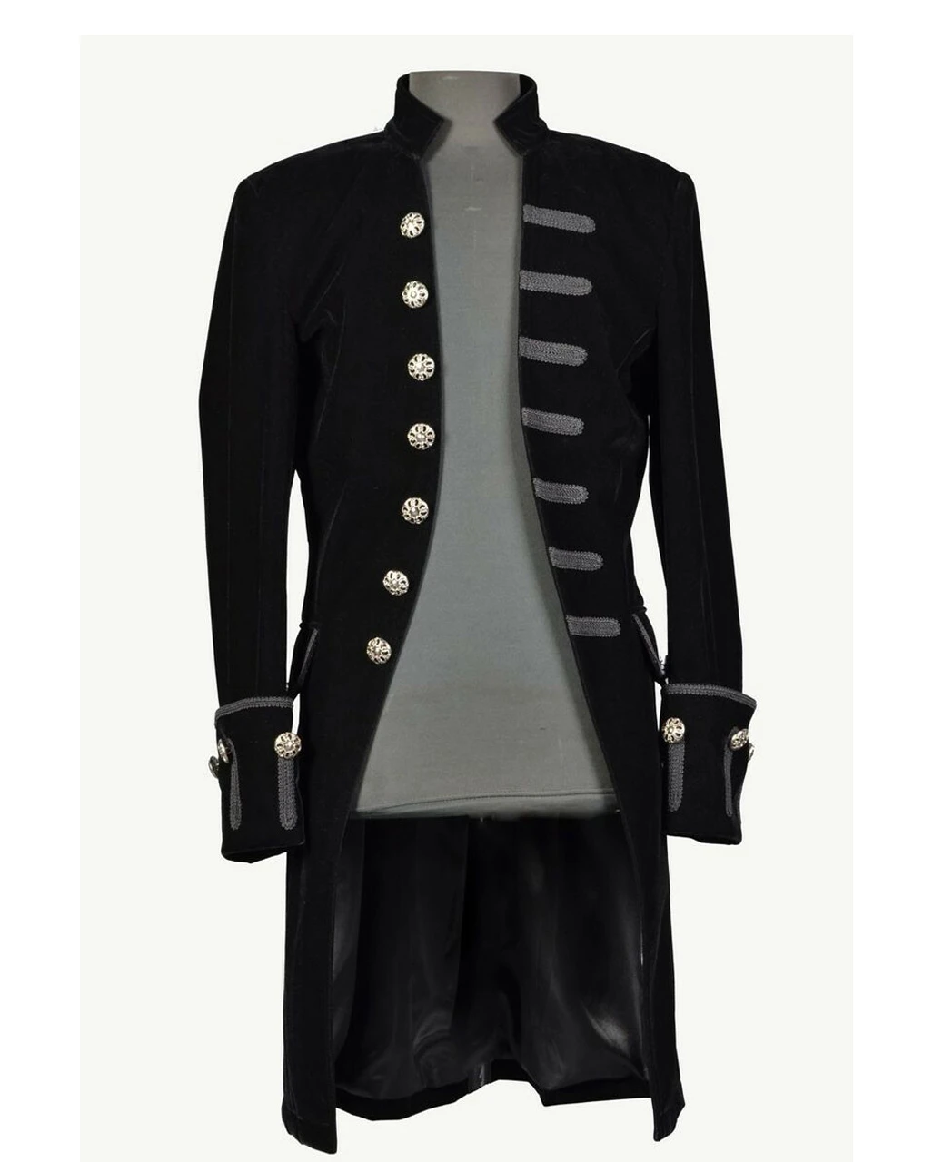 Schwarzer Samt Gothic Herren Mantel Aristokrat 8 Schwarzer Samt Gothic Herren Mantel Aristokrat – Bild 6