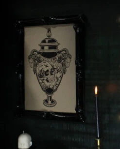 Schwarzer Knochen-Bilderahmen A3 -FaschingFreude Verkäufe schwarzer gothic bilderrahmen mit knochen black gothic picture frame with bones gothic homeware 53158 02