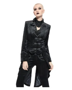 Schwarzes Gothic Damenjackett Mit Schwalbenschwanz -FaschingFreude Verkäufe schwarzer gothic damenfrack mit schwalbenschwanz black gothic ladys jackett with tailcoat 54557 04