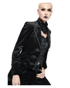 Schwarzes Gothic Damenjackett Mit Schwalbenschwanz -FaschingFreude Verkäufe schwarzer gothic damenfrack mit schwalbenschwanz black gothic ladys jackett with tailcoat 54557 05