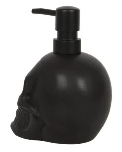 Schwarzer Totenschädel Seifenspender Aus Keramik -FaschingFreude Verkäufe schwarzer totenkopf seifenspender black skull soap dispencer gothic wohnaccessoire 54281 03