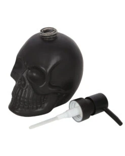 Schwarzer Totenschädel Seifenspender Aus Keramik -FaschingFreude Verkäufe schwarzer totenkopf seifenspender black skull soap dispencer gothic wohnaccessoire 54281 04