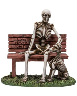 Skelett Figur Auf Gartenbank Mit Hund 12cm -FaschingFreude Verkäufe skeltt figur auf parkbank mit hund skeleton figure on park bench with dog skelett geschenkartikel 54686 04