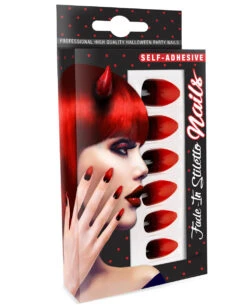 Stiletto Fingernägel Rot-Schwarz 12 St. -FaschingFreude Verkäufe stileto teufels fingernaegel schwarz rote fingernaegel sexy devil fingernails halloween fingernaegel 36704 03