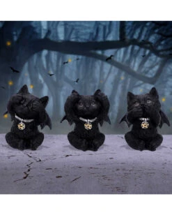 Drei Weise Vampir Kätzchen Figuren 3er Set -FaschingFreude Verkäufe three wise vampuss vampir kaetzchen drei weise vampir kaetzchen halloween tischdeko gothic homeware 54582 07