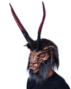 Krampus Maske Mit Hörnern & Kunstfell -FaschingFreude Verkäufe underworld overlord maske biest mit riesen hoernern latexmaske fuer halloween und fasching zagone overlord mask 28300 3