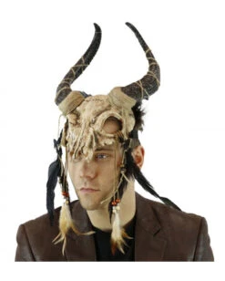 Voodoo Totenschädel Bison Maske Mit Federschmuck -FaschingFreude Verkäufe voodoo bison totenschaedel maske halloween und voodoo maske horror masks 50601 2