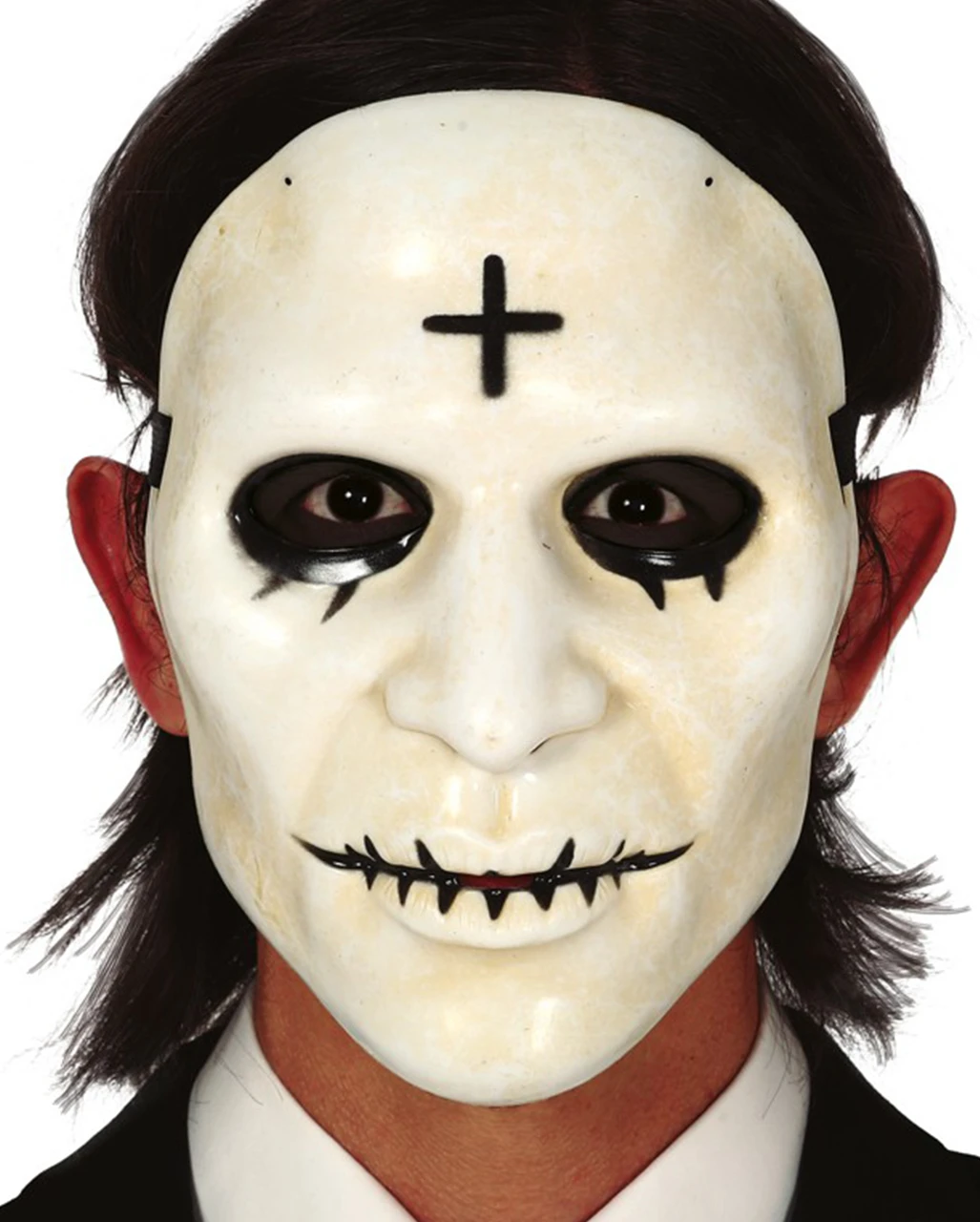 PVC Maske Mit Kreuz Weiß 3 PVC Maske Mit Kreuz Weiß